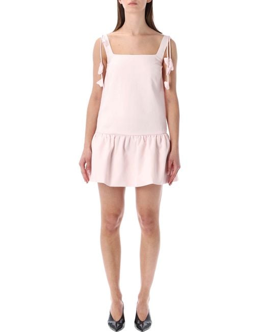 Self-Portrait Pink Taffeta Mini Dress With Floral Details