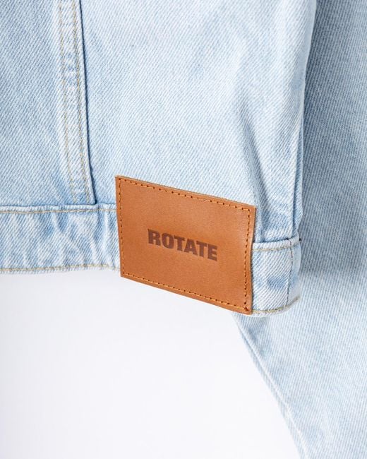 ROTATE BIRGER CHRISTENSEN Blue Cropped Round Sleeve Denim Jacket