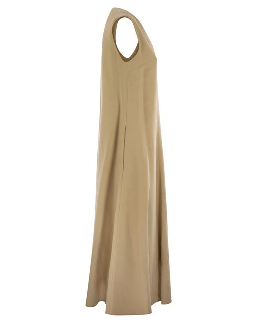 Weekend by Maxmara Egista Viscose En Linnen Canvas Wijd Uitlopende Jurk in het Natural