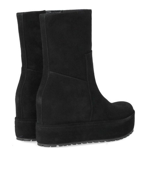Paloma Barceló Black Smooth Suede Disa Ankle Boots With Internal Wedge