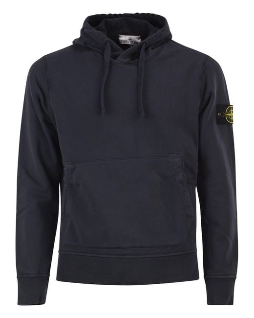 Stone Island Blue Regular Fit Sweatshirt With Hood And Kangaroo Pocket