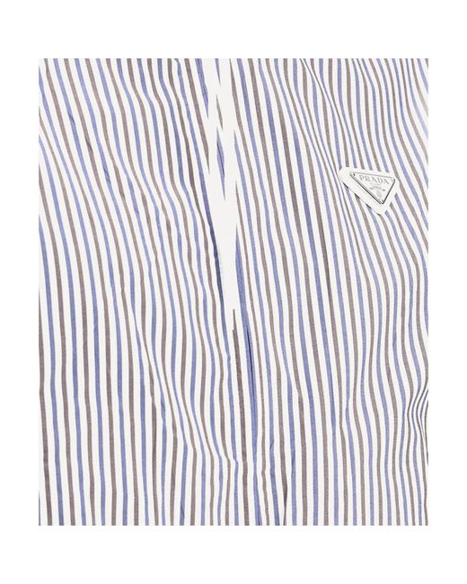 Prada Gestreepte Jas Met Capuchon in het Gray