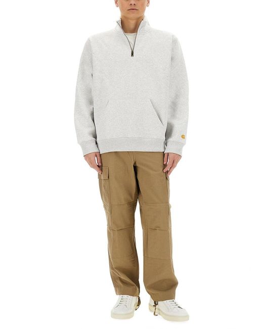 Carhartt White Half Zipper Sweatshirt for men