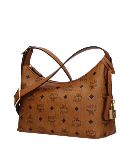 MCM Brown Shoulder Bag Fabric/Cognac