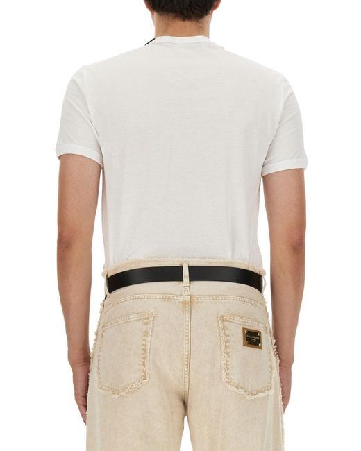 Dolce & Gabbana White "Bee And Crown" Embroidered T Shirt