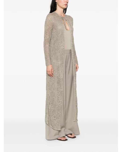 Fabiana Filippi Natural Tie-Detail Long Cardigan