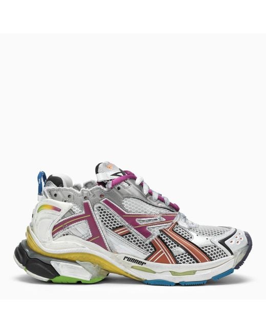 Balenciaga White/multicolor Runner Low-top Sneakers in Blue | Lyst