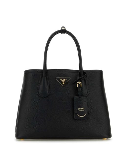 Prada Black Leather Small Double Handbag