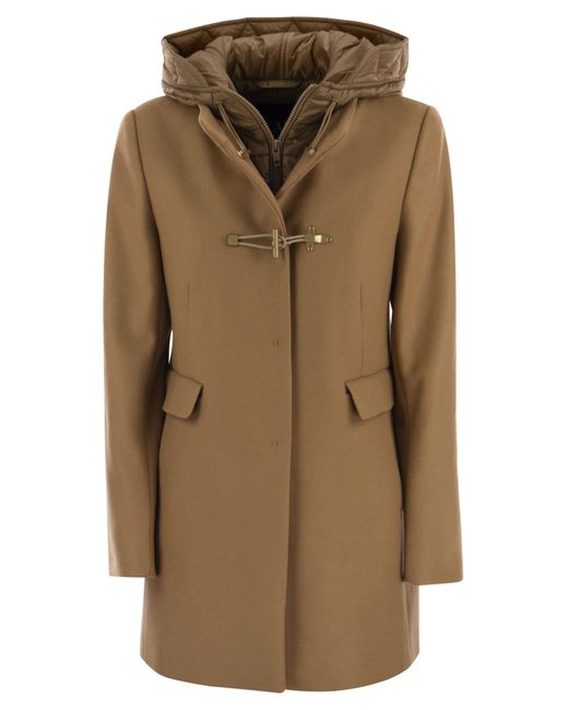 Fay Toggle Hooded Coat in het Natural
