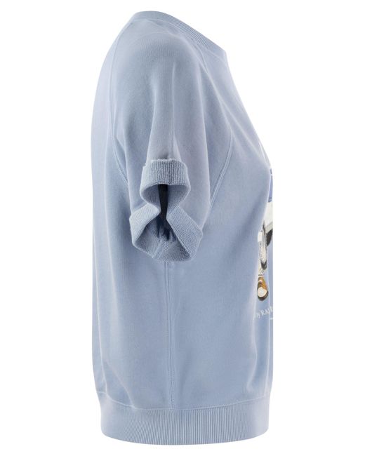 Sweat-shirt en coton à manches courtes avec ours Polo Ralph Lauren en coloris Blue
