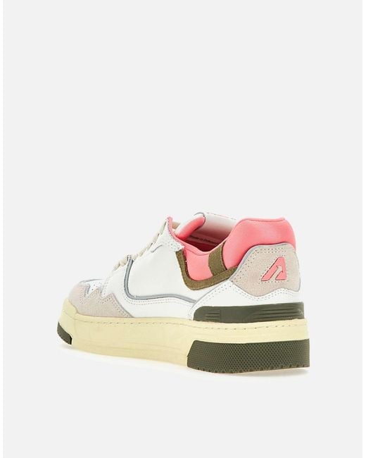 Autry White CLC Low -Turnschuhe in weiß rosa Grün