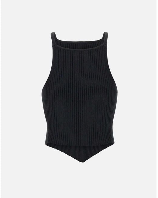 Signature Black Cinbed Knit Top Courreges