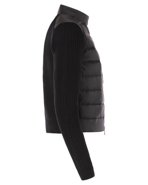Cárdigan de lana acolchada de con cremallera Moncler de color Black