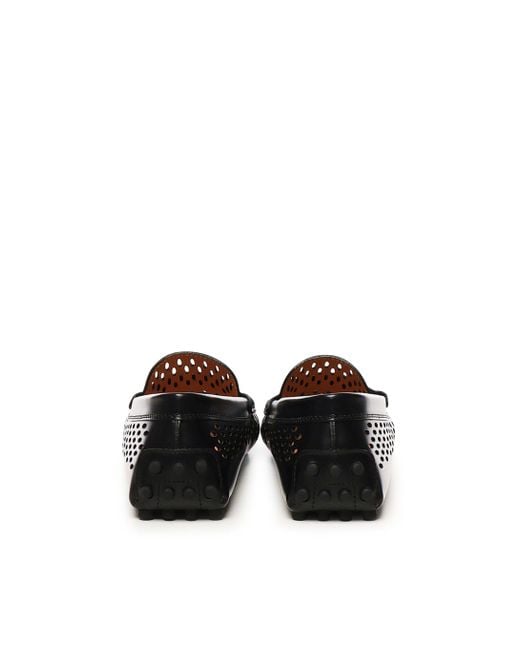 Tod's Black Perforierte Kalbsleder Schwarze Slipper