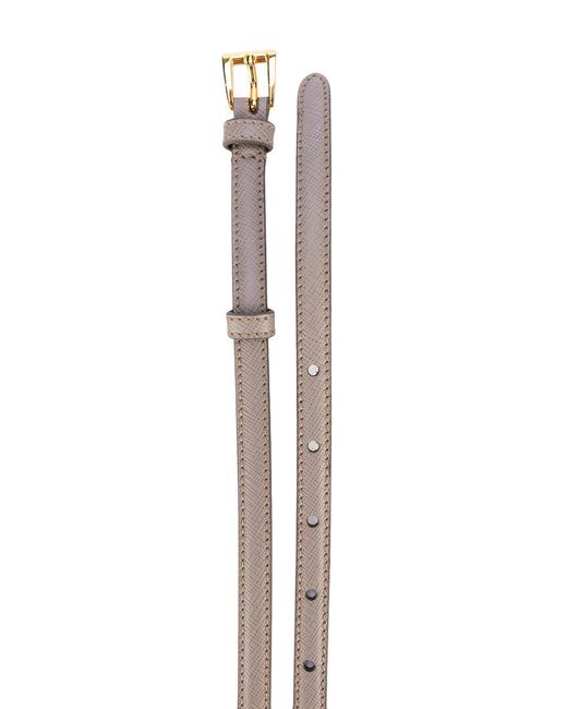 Prada Gray Logo Buckle Belt