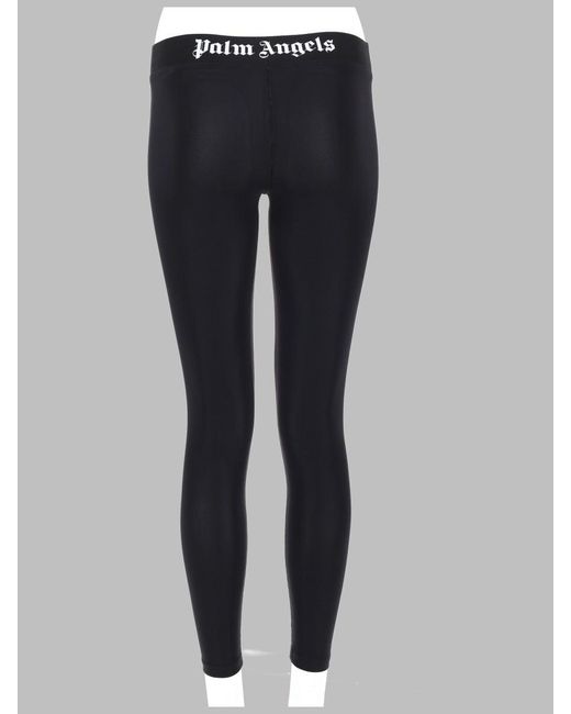 Palm Angels Blue Leggings With Logo