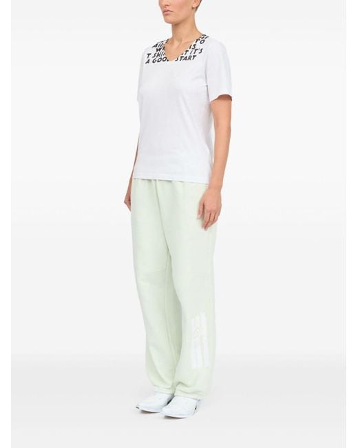 MM6 by Maison Margiela White V-Neck T-Shirt With Stamp-Effect Graphic Print