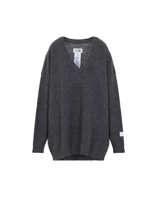 MM6 by Maison Margiela Blue V Neck Sweater