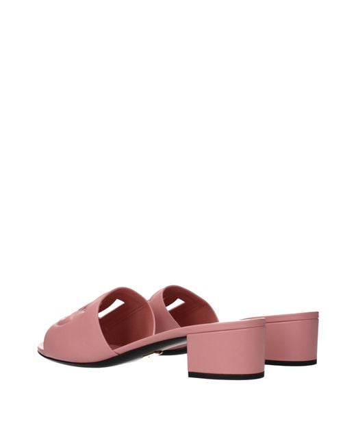 Dolce & Gabbana Pink Dolce&Gabbana Leather Sandals