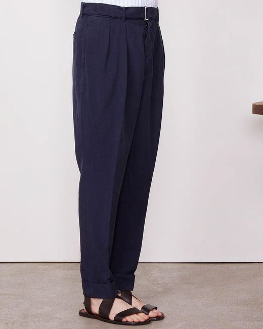 Officine Generale Tapered Pants With Pleated Front in Blue für Herren