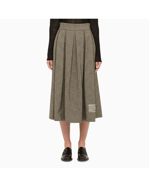 Department 5 Grey Pleated Midi Skirt in Natural | Lyst