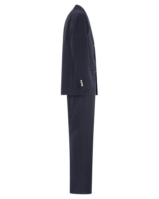 Tagliatore Blue Double-Breasted Pinstripe Suit for men