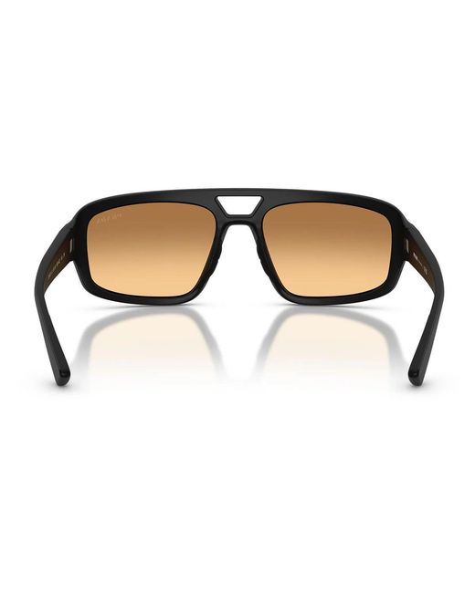 Prada Brown Sonnenbrille Psb11 Su 1 Bo40 Z Red Line Mattschwarz/Orange verspiegelt Herren