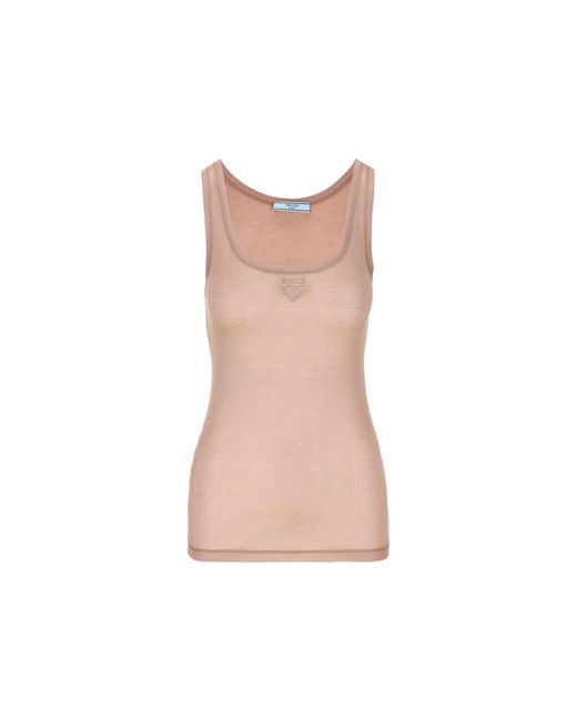 Prada Pink Sleeveless Logo Top for men