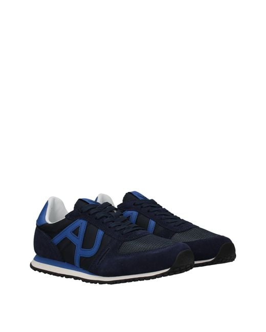 Armani Jeans Blue Sneakers Uomo Tessuto Blu for men