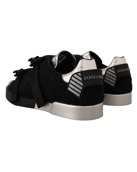 Zapatos deportivos de piel de oveja negra de cuero plateado Dolce & Gabbana  de hombre de color Negro | Lyst