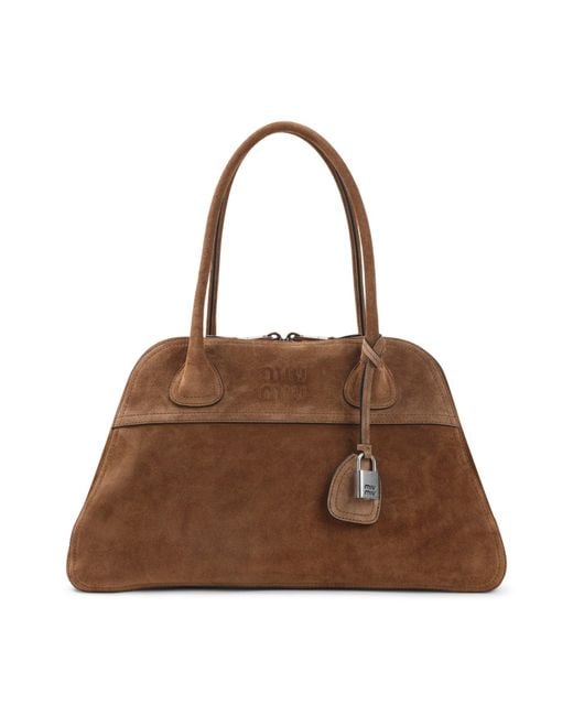 Miu Miu Brown Vivant Suede Leather Bag