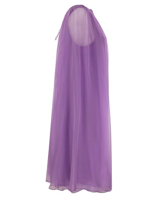 Max Mara Footing Silk Chiffon Flared Dress in het Purple