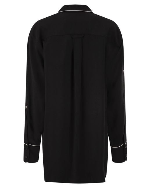 Sportmax Black Spxcocco – Fluid Viscose Shirt With Contrast Piping