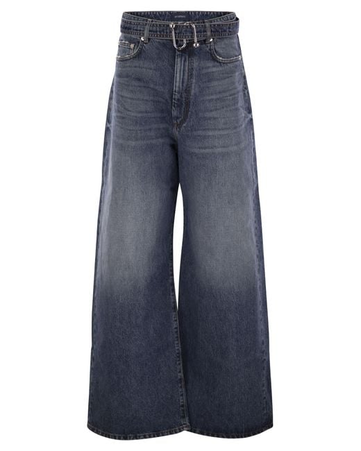 Sportmax Blue Procida Low Waisted Oversize Denim Trousers