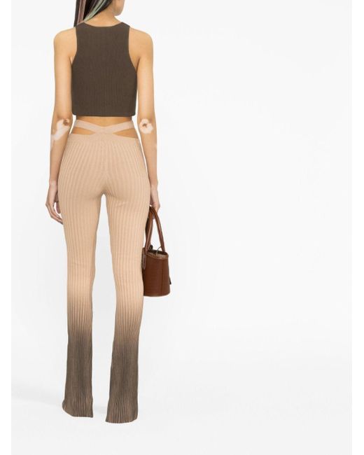 ANDREADAMO Natural Ombré-Effect Ribbed-Knit Trousers