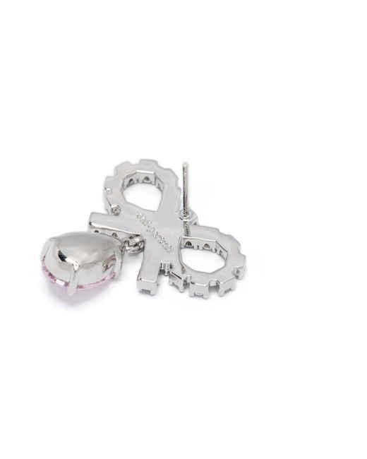 Self-Portrait White Micro Bow Droplet Earrings