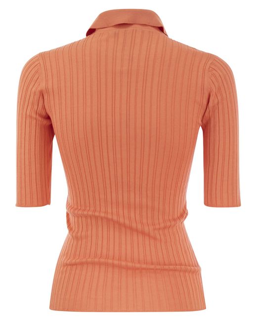 Fabiana Filippi Orange Silk And Cotton Blend Polo Shirt