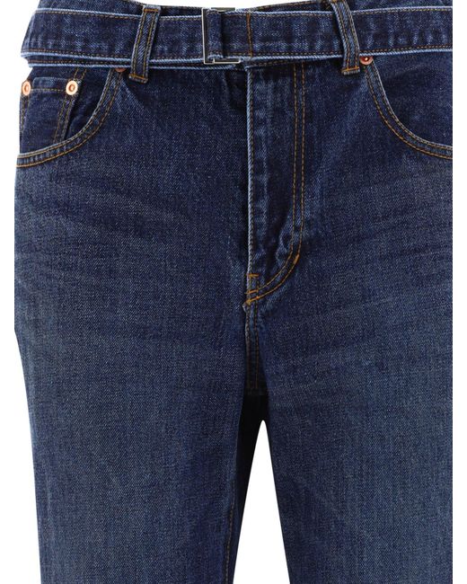 Sacai Blue Belted Flared Jeans