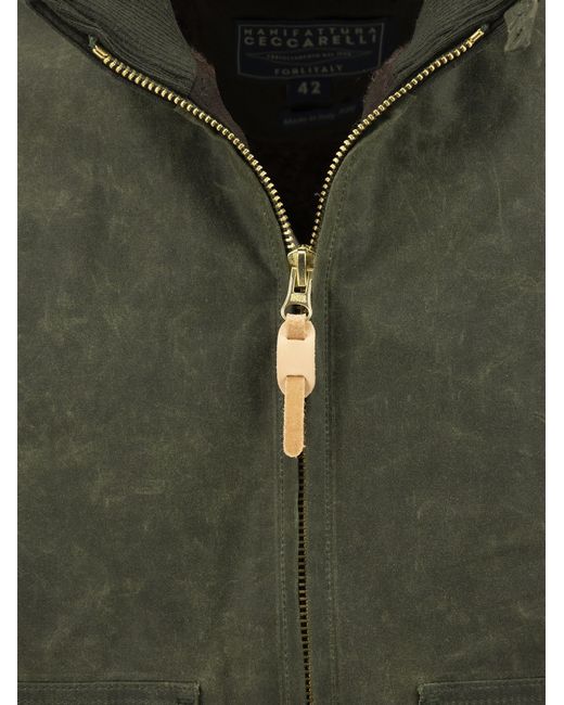 Manifattura Ceccarelli UNIGHATTURA CECCARELLI Water Repellent Baumwollbomberjacke in Green für Herren