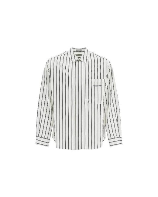 Dior White Cotton Striped Shirt for men