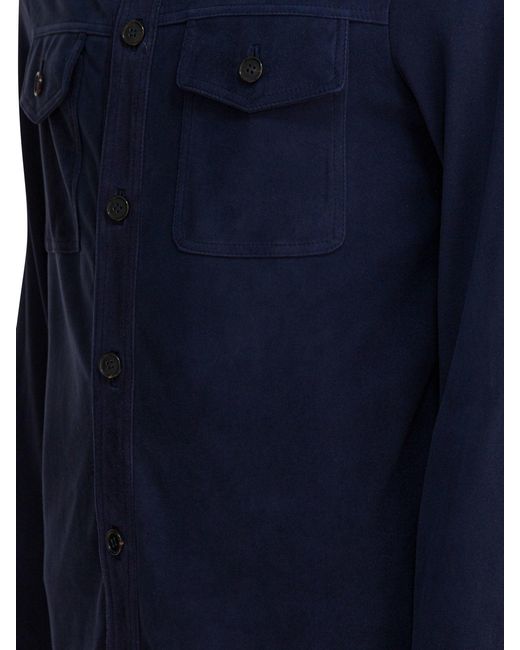 Altum Blue Suede Overshirt Jacket Jackets And Coats