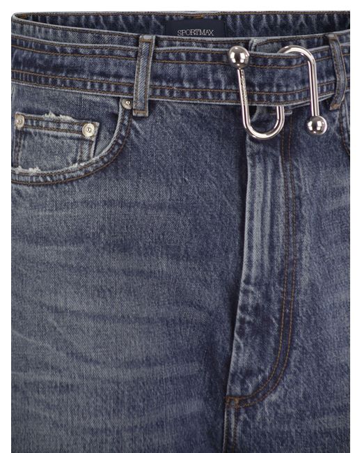 Sportmax Blue Procida Low Waisted Oversize Denim Trousers