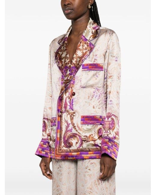 Pierre Louis Mascia Pink Printed Silk Jacket
