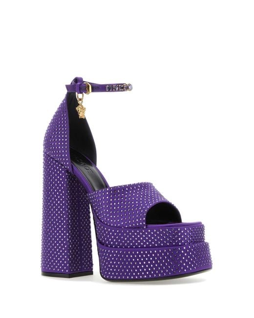 Versace Purple Satin Medusa Aevitas Sandals for men