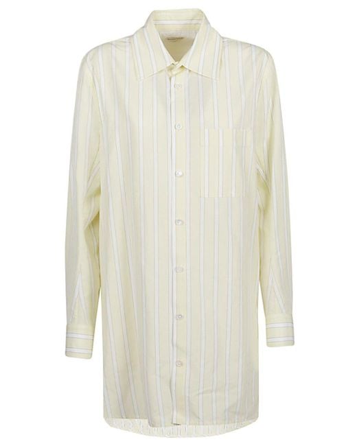 Bottega Veneta White Striped Linen Shirt