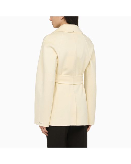 Sportmax Natural Short Double Breasted Vanilla Wool And Cashmere Coat