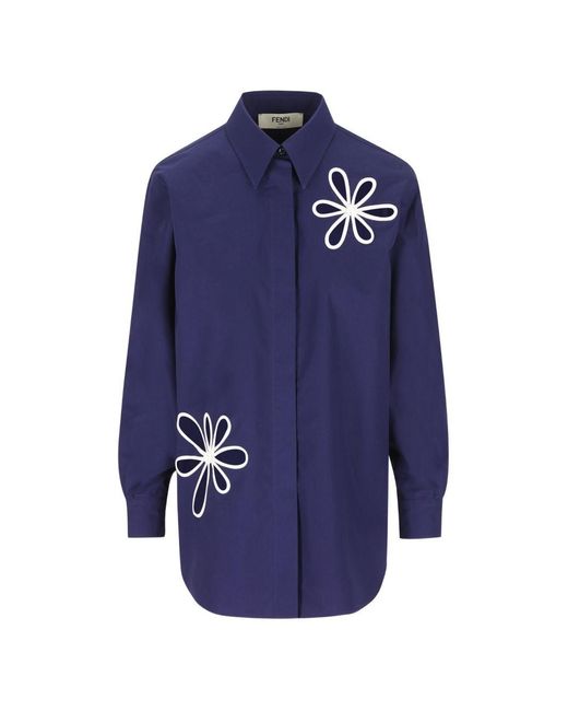 Fendi Blue Cotton Shirt With Cut Out