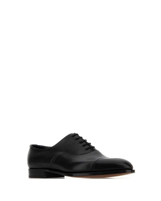 Edward Green Black Leather Chelsea Lace Up Shoes