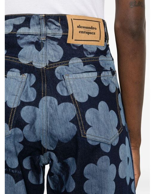 ALESSANDRO ENRIQUEZ Blue Printed Denim Jeans