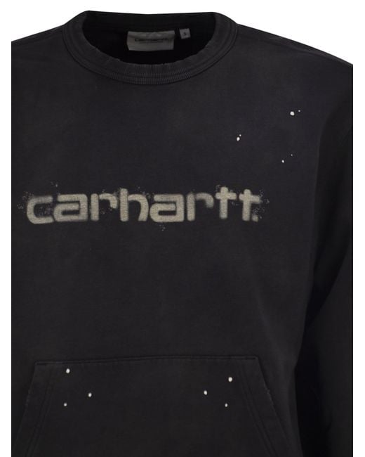 Carhartt Black Crew Neck Sweatshirt With Spray Effect Logo
